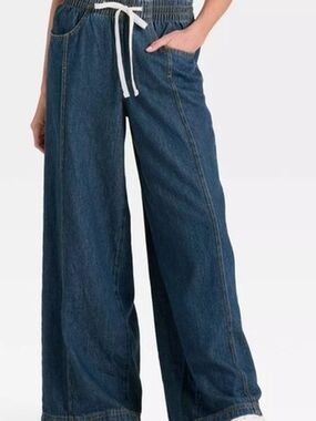 Universal Thread Dark Blue Wide Leg Drawstring Jeans